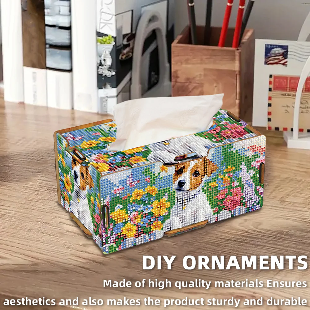 Diamond Painting Tissue Box Kits Decorative Rhinestone Craft Kit (Cute Puppy)