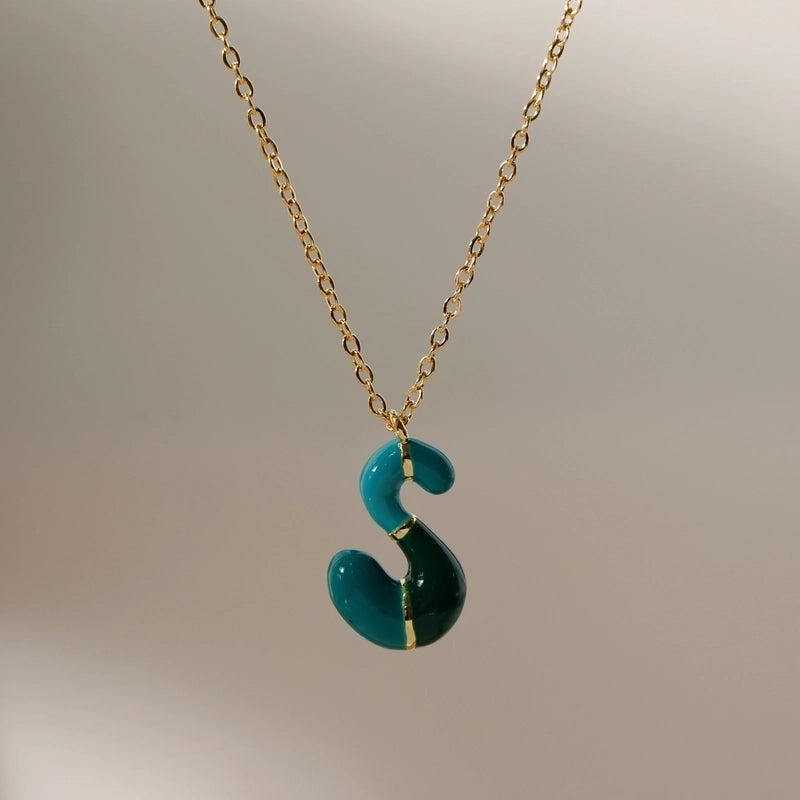 Copper 14K Gold Plated Chain Letter Pendant Necklace