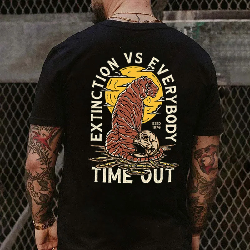 EXTINCTION VS EVERYBODY TIME OUT Black Print T-Shirt