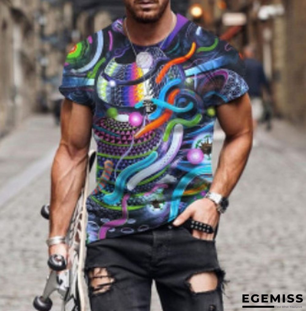 3D Digital Printed Red Hand Men's Casual Loose Short Sleeve T-shirt | EGEMISS