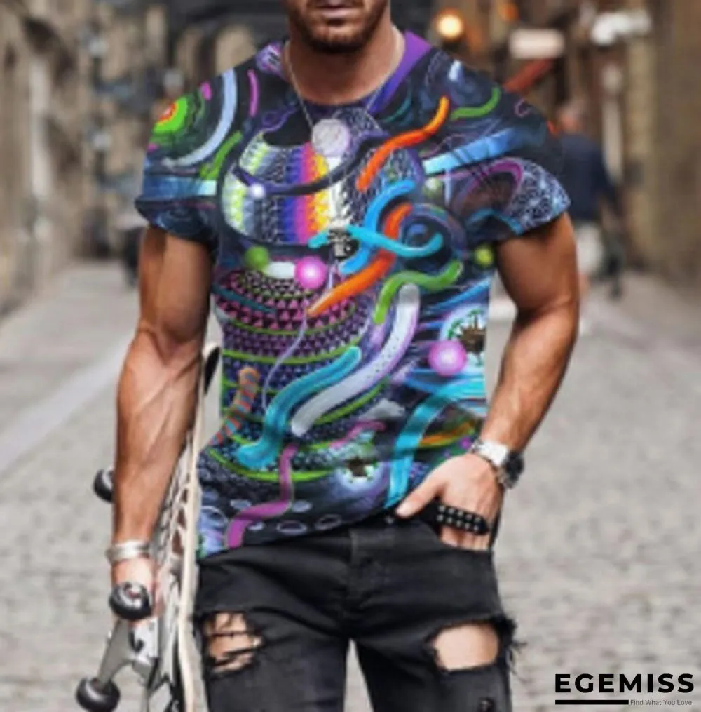 3D Digital Printed Red Hand Men's Casual Loose Short Sleeve T-shirt | EGEMISS