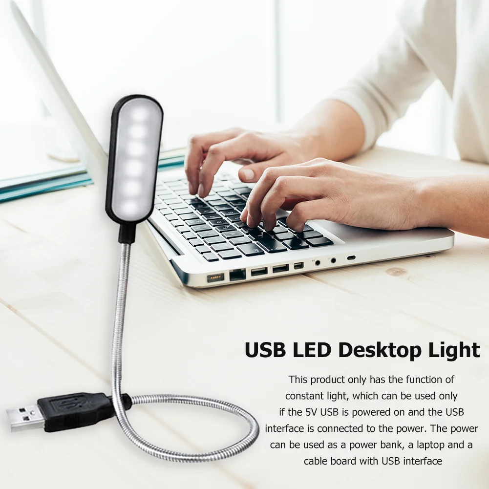 USB LED Desktop Light Portable Study Book Table Lamp Night Light Warm White