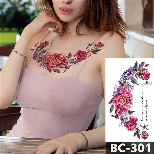 1 Sheet Chest Body art Tattoo Temporary Waterproof tattoo Jewelry Lace Decal Waist Art Tattoo Sticker for Women