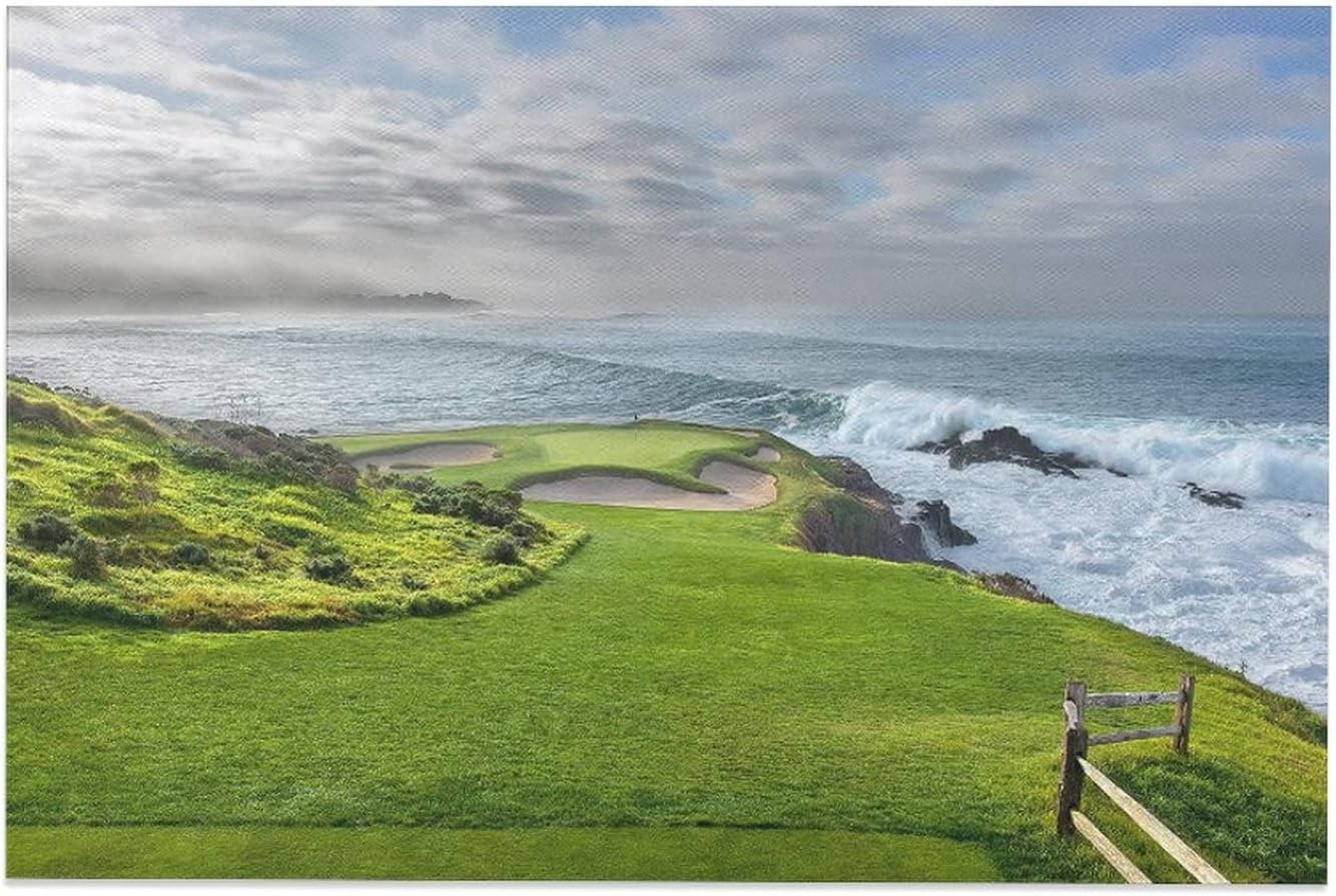 Pebble Beach Golf Courses Scenic Canvas Poster Bedroom Decor Sports Landscape Office Room Decor Gift,Canvas Poster Wall Art Decor Print Picture Paintings for Living Room Bedroom Decoration 24x36inch(6 24x36inch(60x90cm)