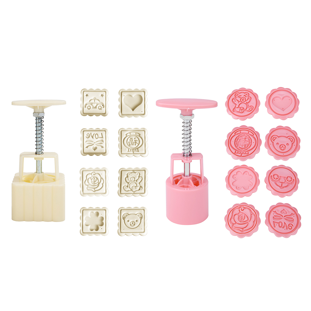 

Round Square Flowers Moon Cake Mould Set Pastry Mooncakes DIY Baking Tools, Pink, 501 Original