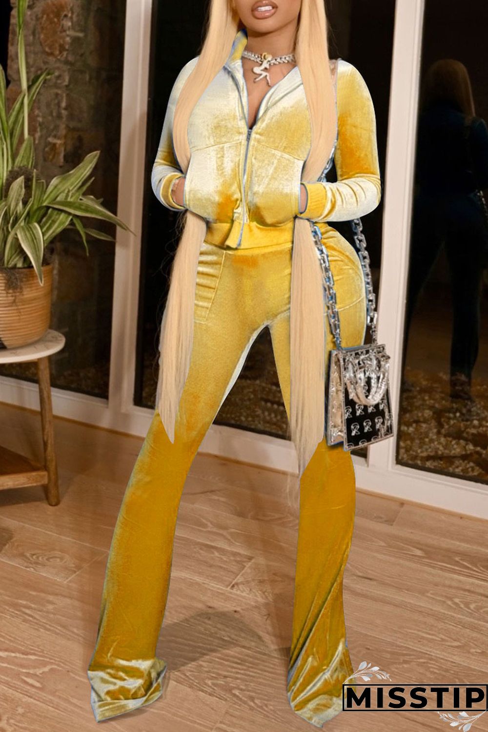 Burgundy Fashion Street Solid Patchwork O Neck Long Sleeve Two Pieces