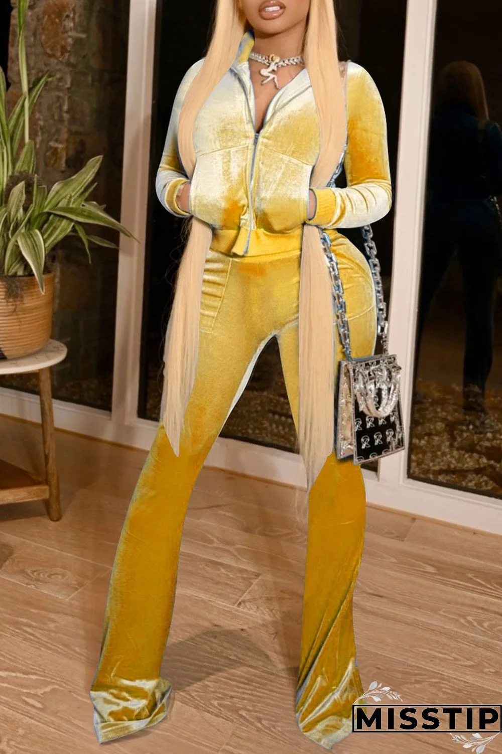 Burgundy Fashion Street Solid Patchwork O Neck Long Sleeve Two Pieces