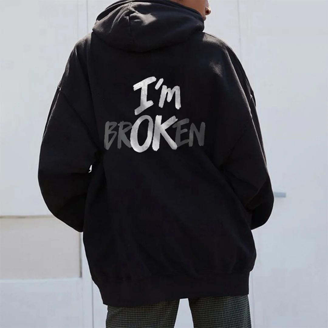 I'M OK Women's casual printed hoodie - Krazyskull