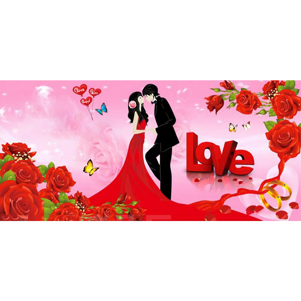 

80*40CM - Round Drill Diamond Painting - Valentine\ s Day Couple, 501 Original