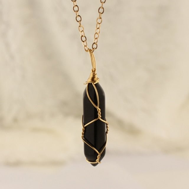 Buzzdaisy 1pc Crystal Necklace Natural Stone Healing Necklace