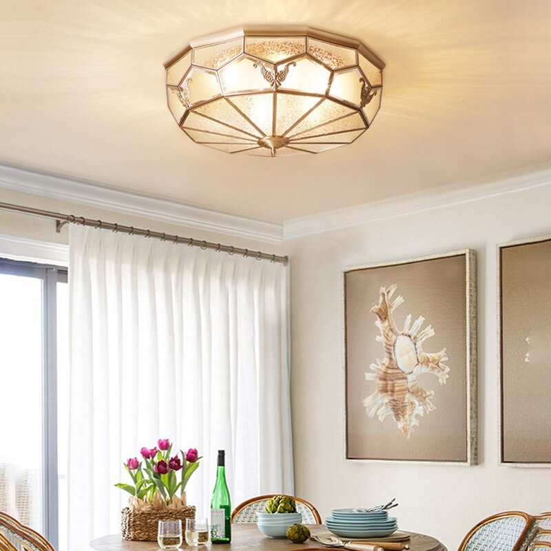Modern Copper Ceiling Light Living Room Ceiling Lamp Bedroom Vintage Lighting Balcony Ceiling Lamp Dining Brass Fixture Kitchen