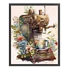 >SALE<Full Embroidery Cotton Thread 11CT Print Floral Coffee Maker Cross Stitch50x60cm