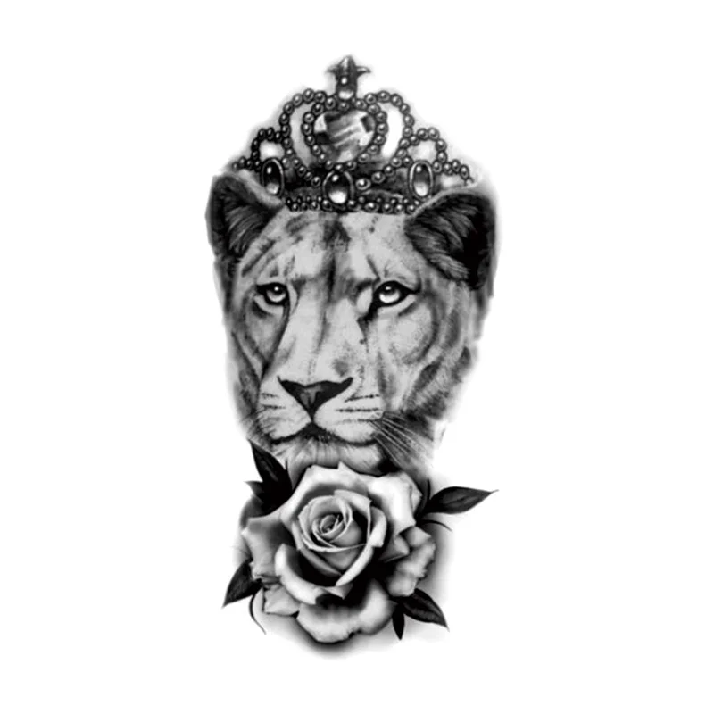 Sdrawing Styles Angel/devil/tiger/lion/wolf Waterproof Temporary Tattoos Men Flash Tatoo Stickers Tattoo Body Art Henna Fake Tattoos