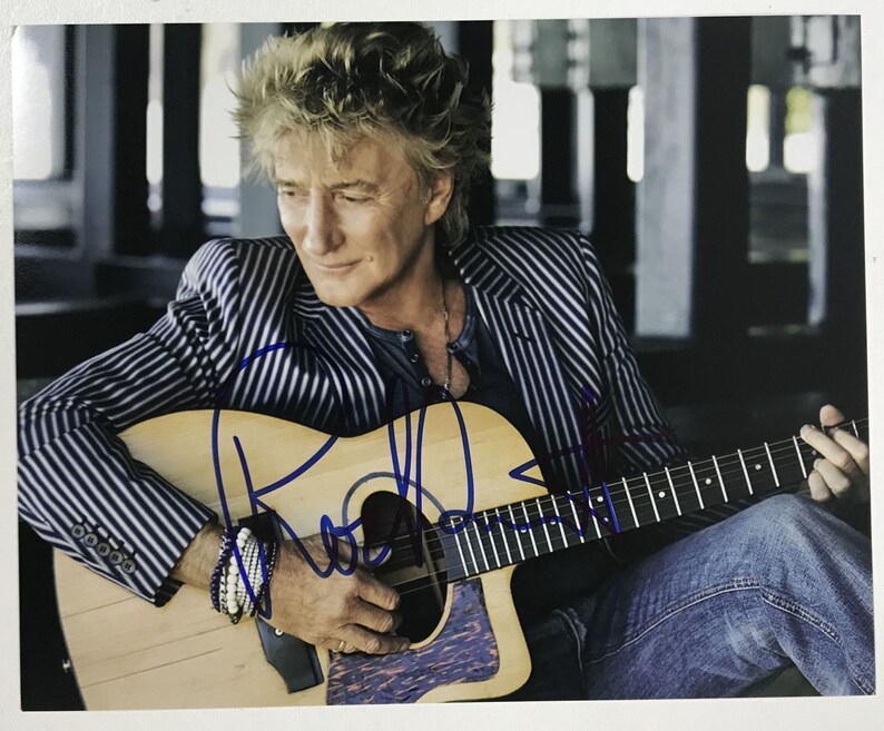 Rod Stewart Signed Autographed Glossy 8x10 Photo Poster painting - COA Matching Holograms