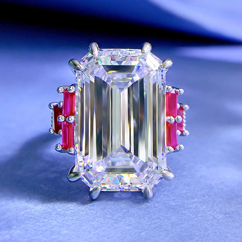 MIKAMU Jewelry 30ct Emerald-Cut Diamond Ring - Luxurious 13*20mm Gift Ring