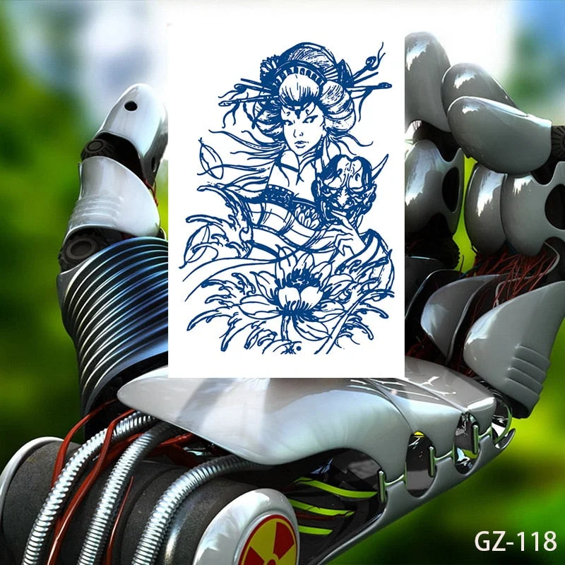 Temporary Waterproof Tattoos Stickers Sexy Mythical Dragon Girl Fox Mask Juice Ink Lasting Arm Back Body Buttocks Fake Tatoo DIY