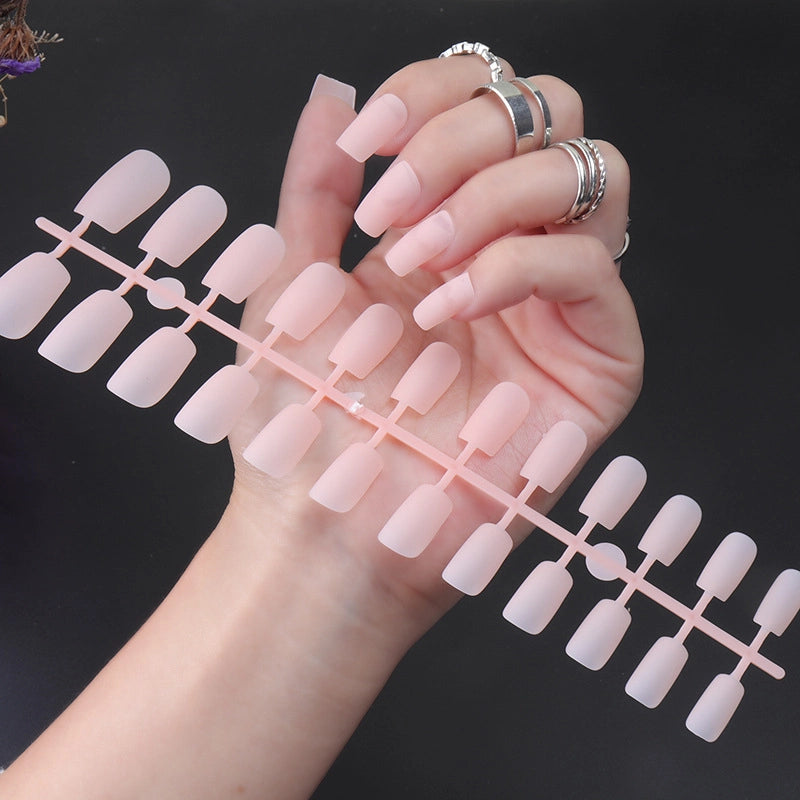 Solid Color Long Square Head Frosted Nail Art Patch Wearing Nail Piece Semi-finished Fake Nail Multicolor Strip Nail Art