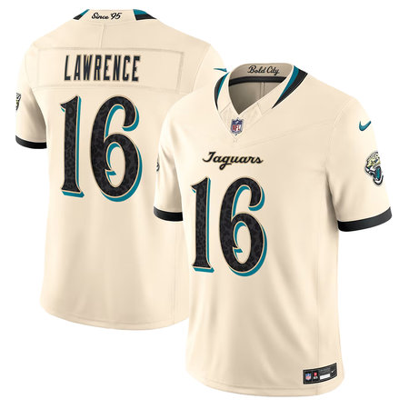 Men's Jacksonville Jaguars #16 Trevor Lawrence Cream 2026 Rivalries Collection Vapor F.U.S.E. Limited Jersey
