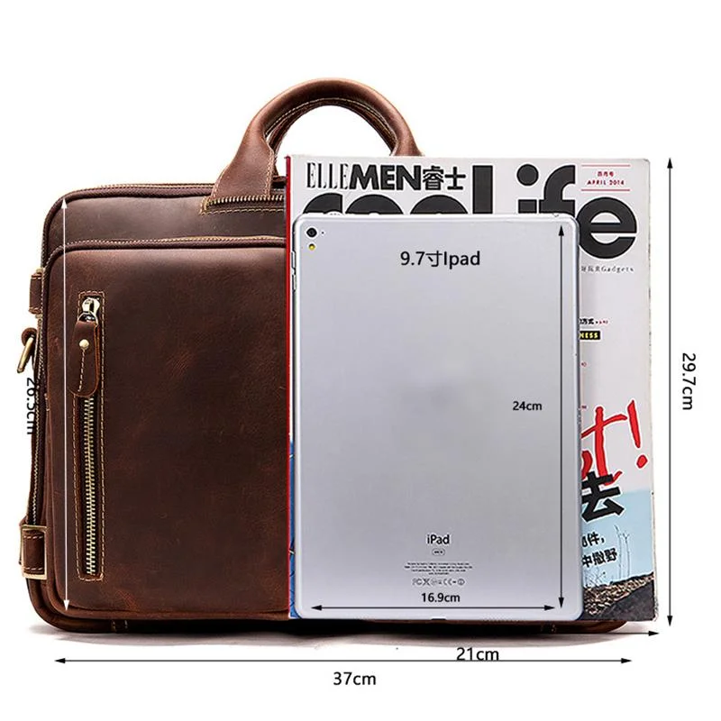 Multi-Functional Spacious Interior Comfortable Grab Detachable Sling Strap Genuine Leather Bag