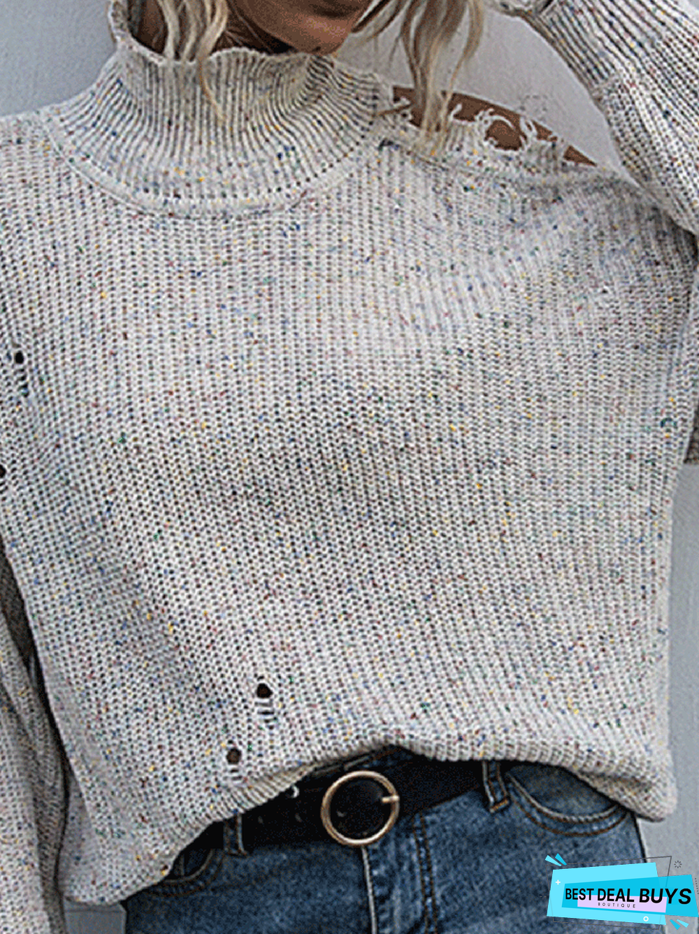 Vintage Ripped Off Shoulder Sweater