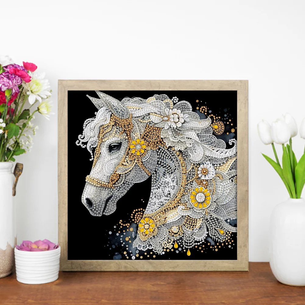 5D DIY Partial Special Shaped Drill Diamond Painting Horse Decoration 30x30cm