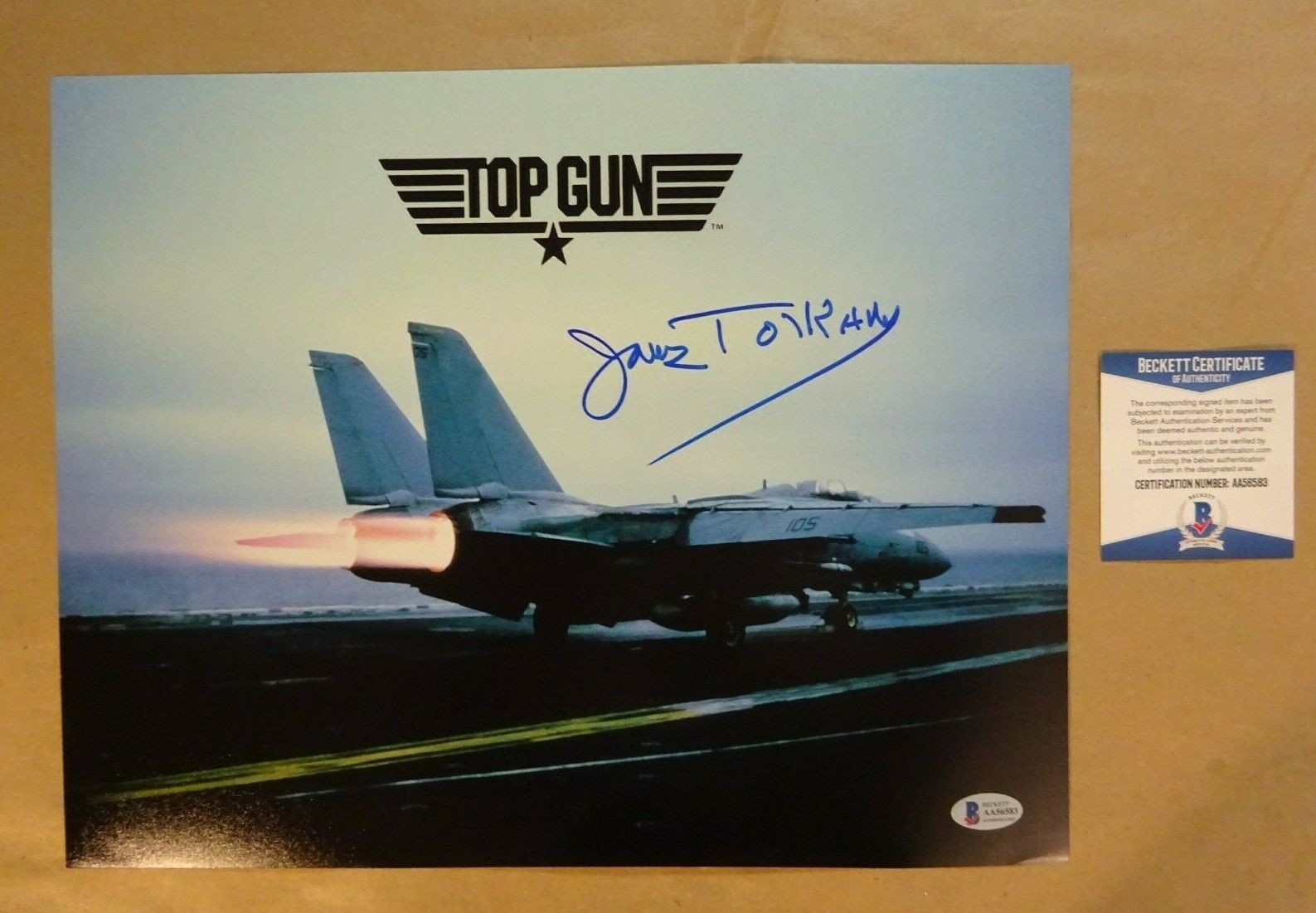 Signed JAMES TOLKAN Autographed TOP GUN 11X14