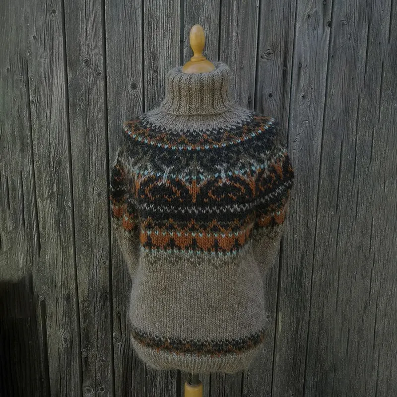 Vintage Fairman Island Jacquard Turtleneck Sweater