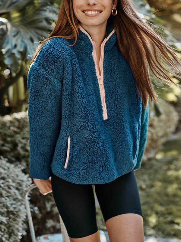 Warm and airy half zip outdoor women's sweatshirt