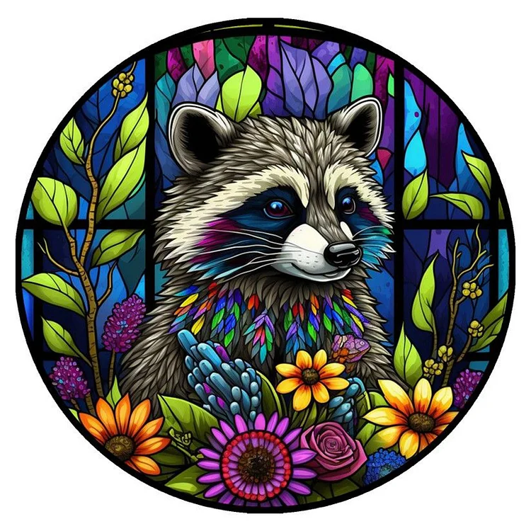 Colorful Raccoon 30*30CM (Canvas) Full Round Drill Diamond Painting gbfke