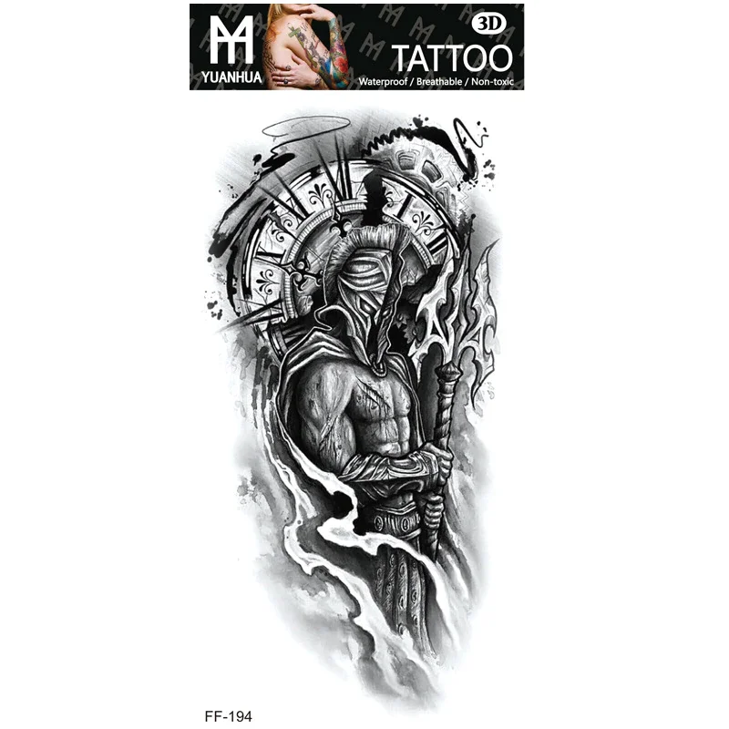 Sdrawing Forest Tattoo Sticker for Men Women Children Tiger Wolf Death Skull Temporary Tattoo Fake Henna Skeleton King Animal Tatoo