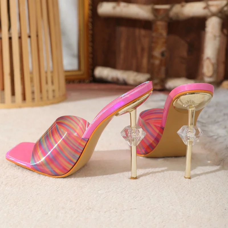 Yyvonne Women 2025 New Heart-Shaped Soles Of A Foot Pedal Wear Slippers High Heels Outside The Head