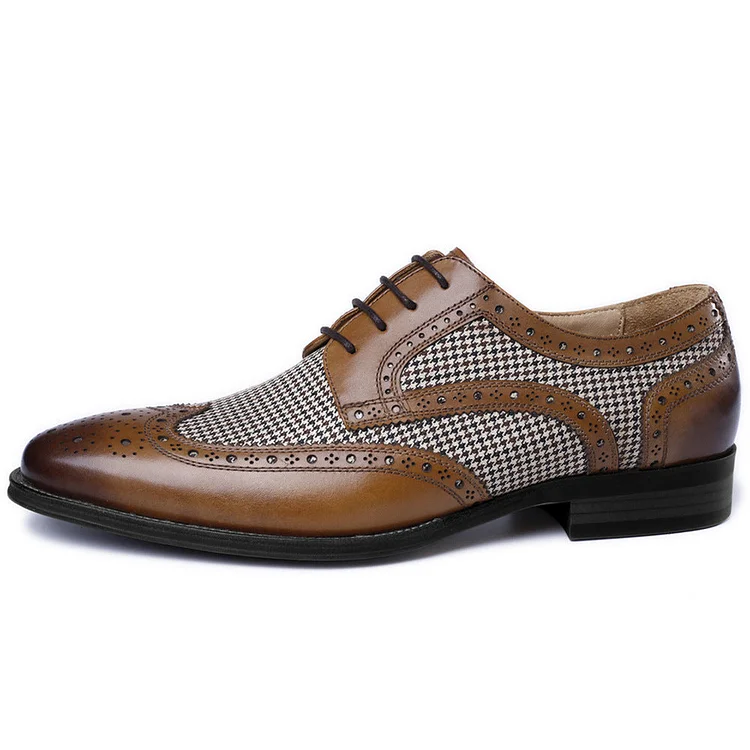 Retro fashion denim leather shoes