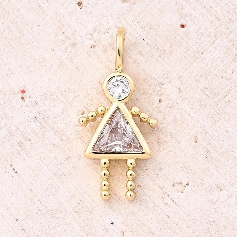 1 Piece 15x7mm Hole 2~2.9mm Copper Lucky Stone Birthstone Zircon 18K Gold Plated Geometric Simple Polished Jewelry Accessories Pendant