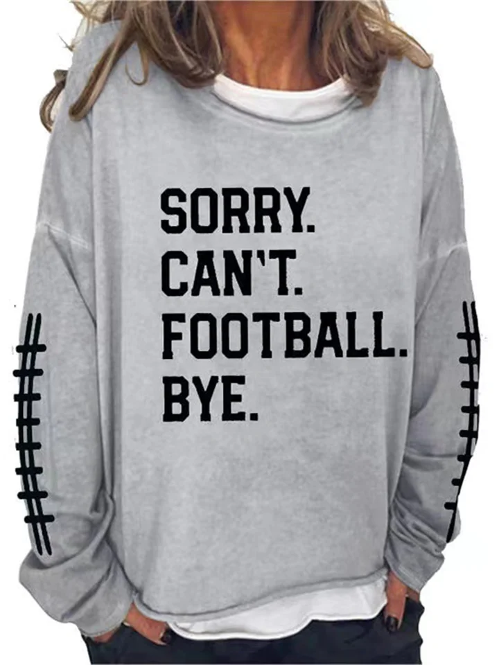 Women's Casual Top SORRY CAN'T HOCKEY BYE Letter Print Long Sleeve Round Neck Sweatshirt S M L XL XXL