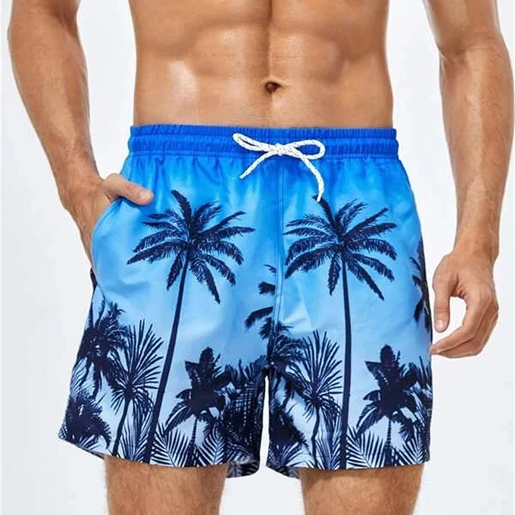 Men's Vacation Leaves Allover Pattern Drawstring Shorts