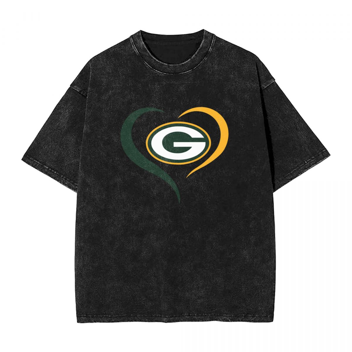 Green Bay Packers Heart Printed Vintage Men's Oversized T-Shirt