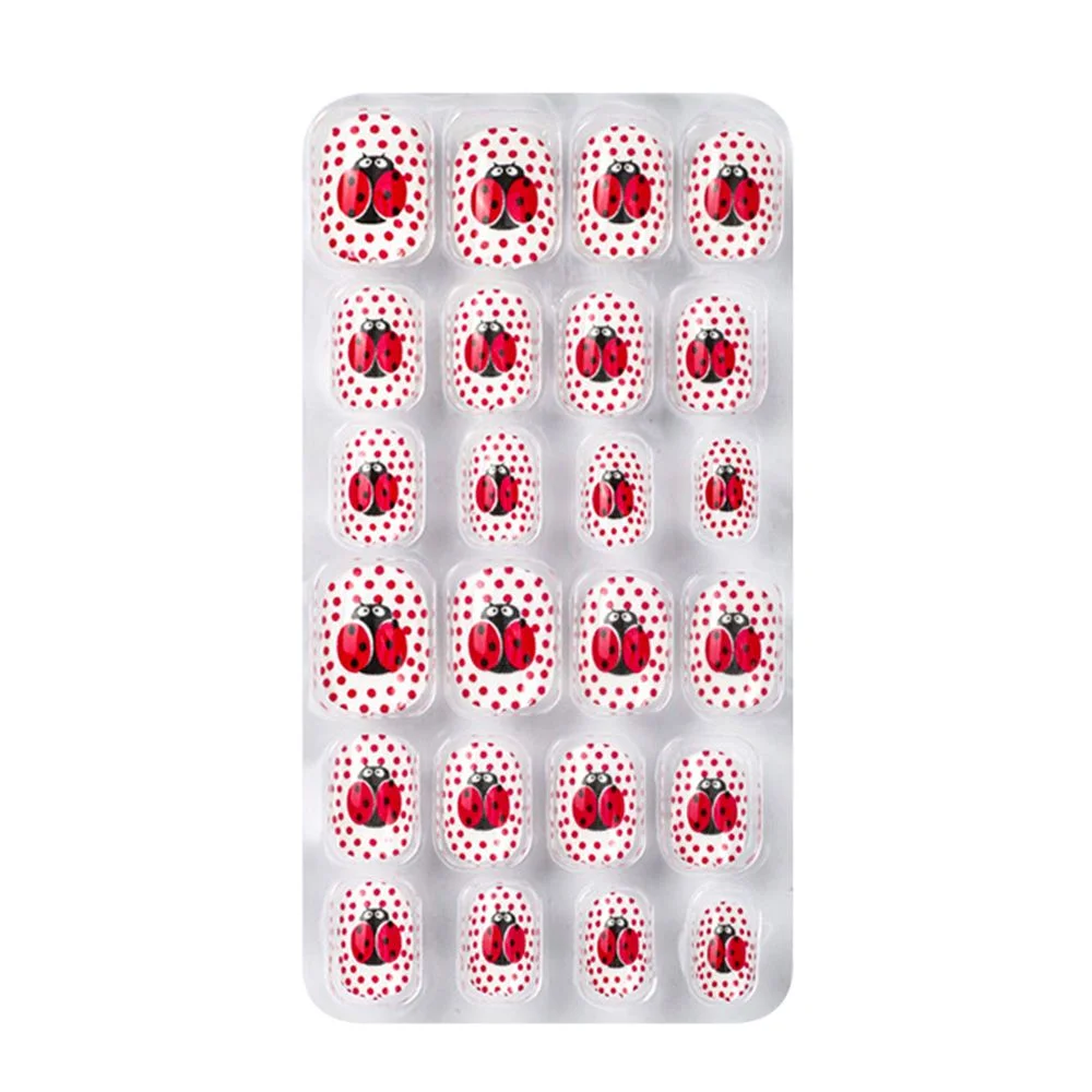 24Pcs/box Kids False Nails Press On Nail Cartoon Full Cover Fake Nails Snowflake Design Manicure Tips Nail Art for Children