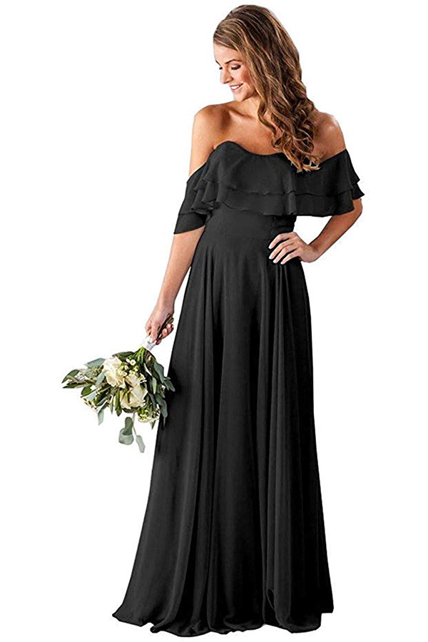 Off-The-Shoulder Ruffle Bridesmaid Dress