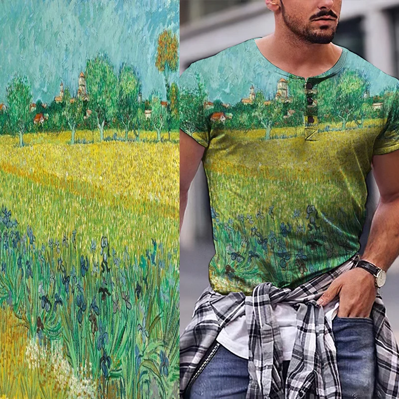 Van Gogh Garden Story Print Henry Short Sleeve T-Shirt