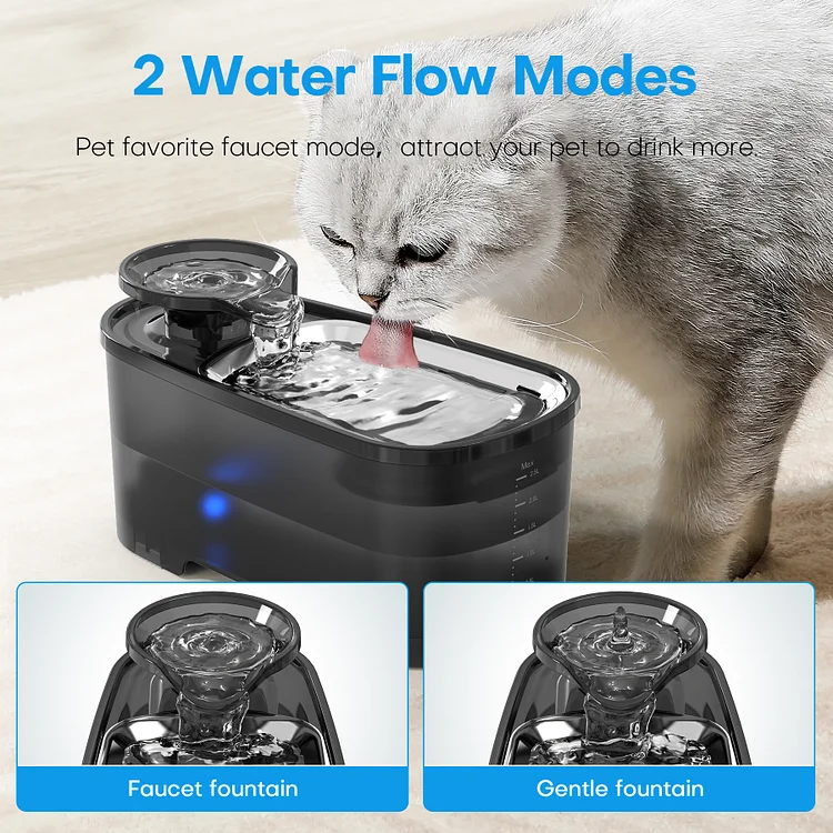BREEZOME Cat Water Fountain,95oz/2.8L Stainless Steel Pet Water Fountain  Dispenser,Black