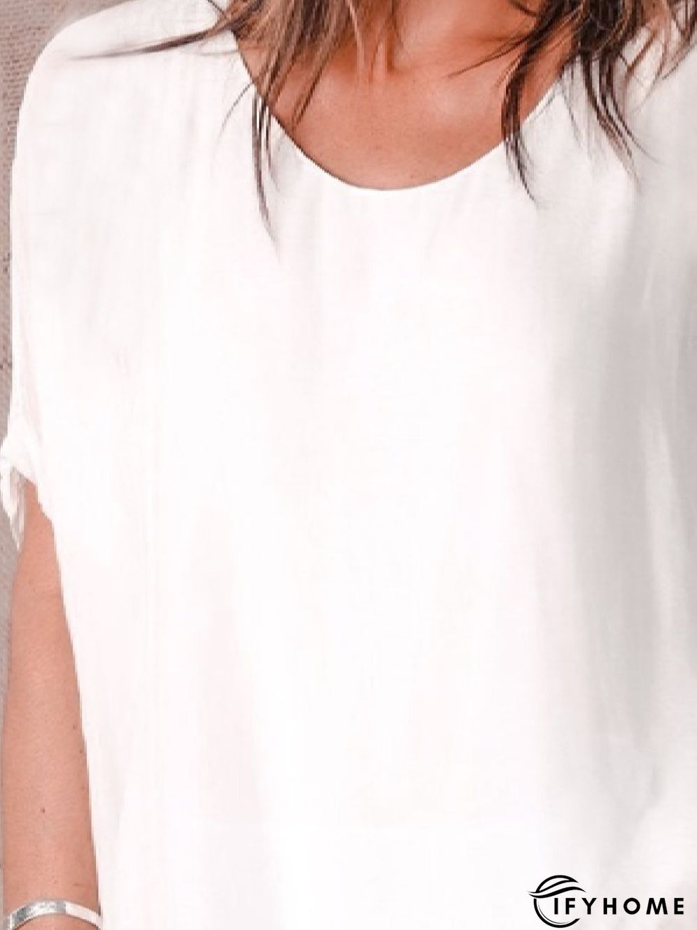 Casual Crew Neck Solid Short Sleeve Tops | IFYHOME