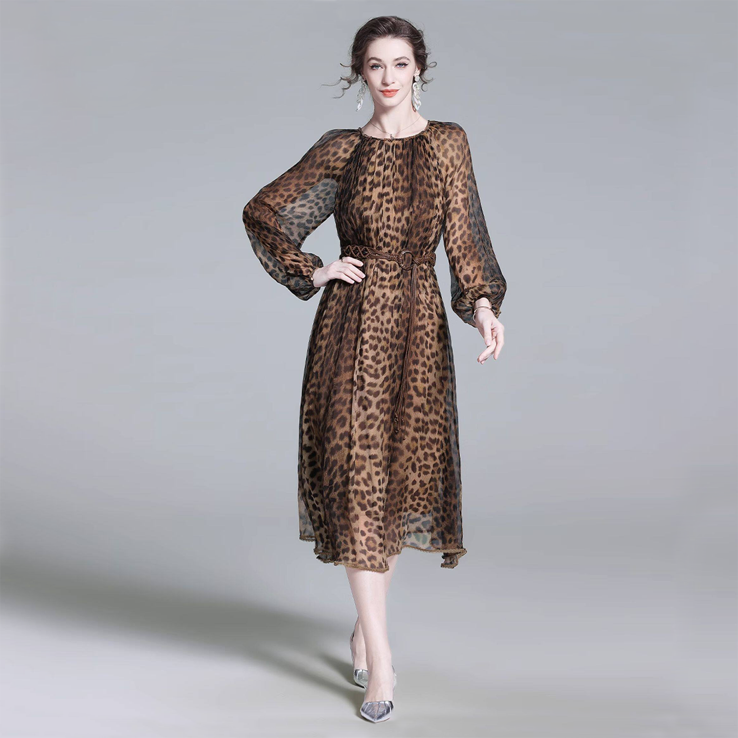 Silk Dress Leopard‑Print for Date Nights REAL SILK LIFE