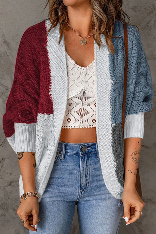 Colorblock Knit Cardigan Sweater Jacket