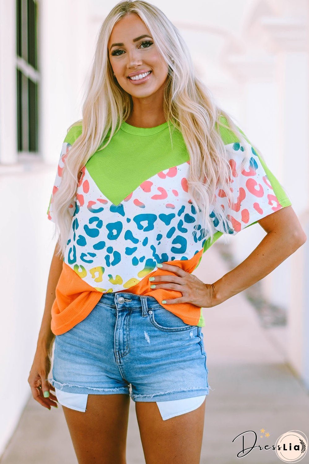 Leopard Waffle Knit T-Shirt