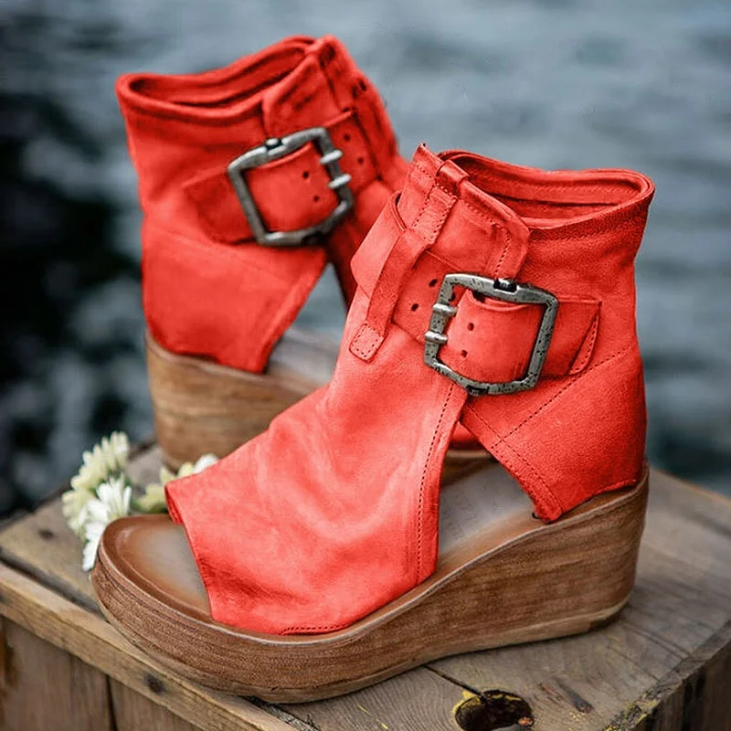 New Spring Women Sandals Sexy Peep Toe Side Hollow Female Wedge Sandals Casual Solid Color Comfortable Thick Bottom Lady Sandals