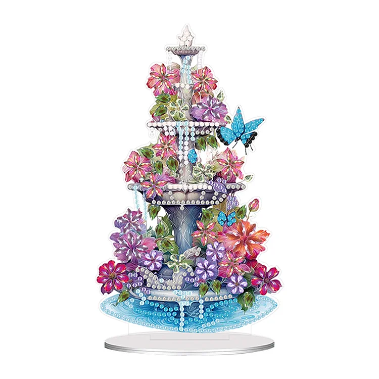 Acrylic Special Shaped Flower Fountain Table Top Diamond Painting Ornament Kits