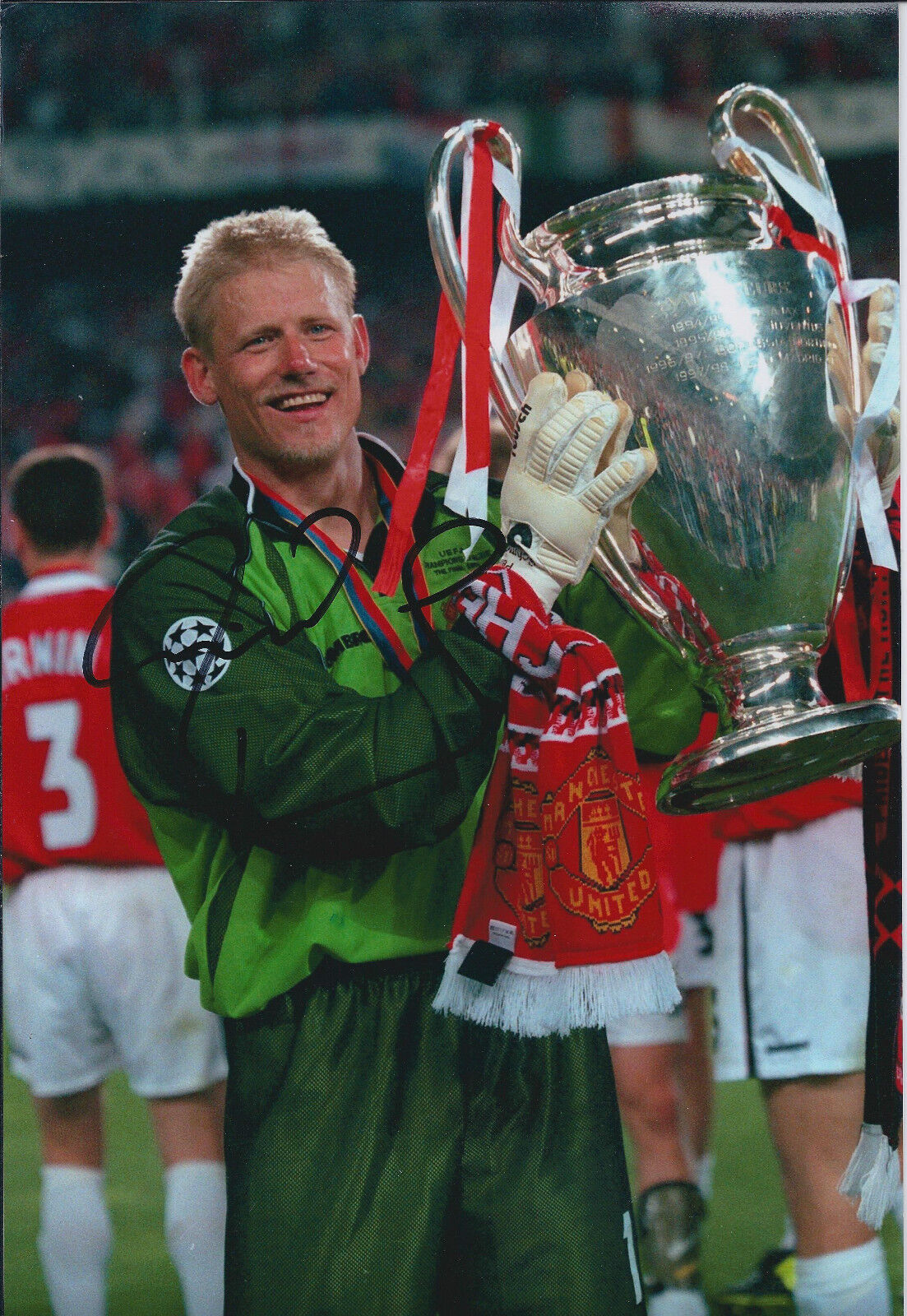 Peter SCHMEICHEL SIGNED Autograph Man United Champions League Photo Poster painting AFTAL COA