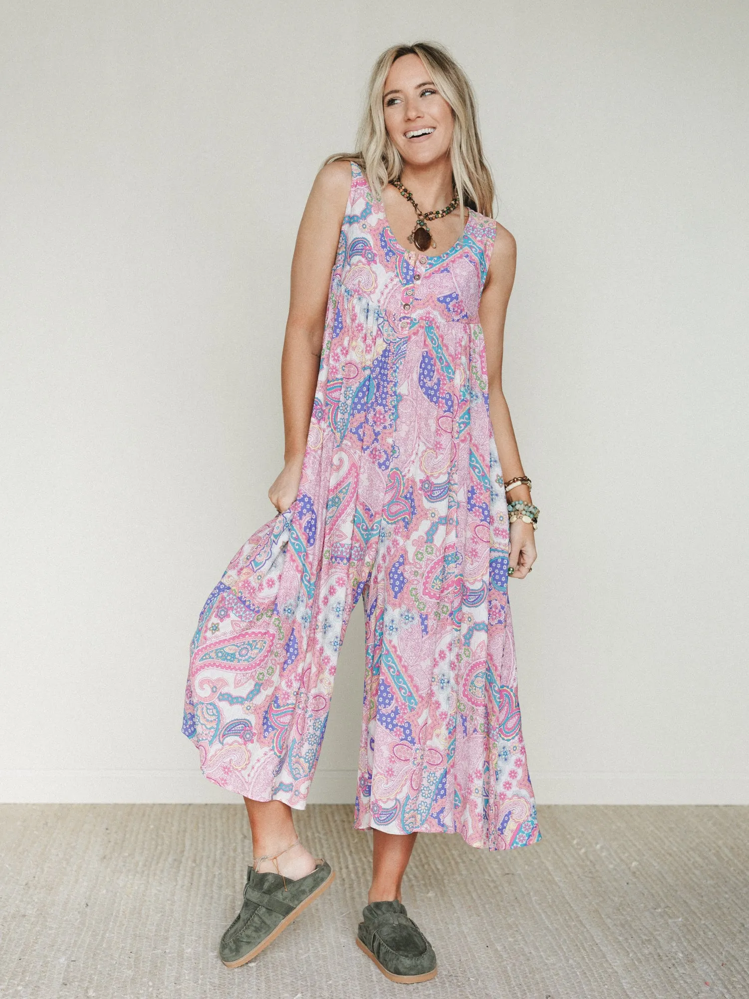 Leona Paisley Print Jumpsuit - Pink