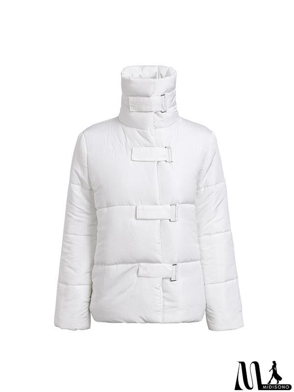 MidiSono - Turndown Collar Loose Parka Casual Thick Warm Jacket