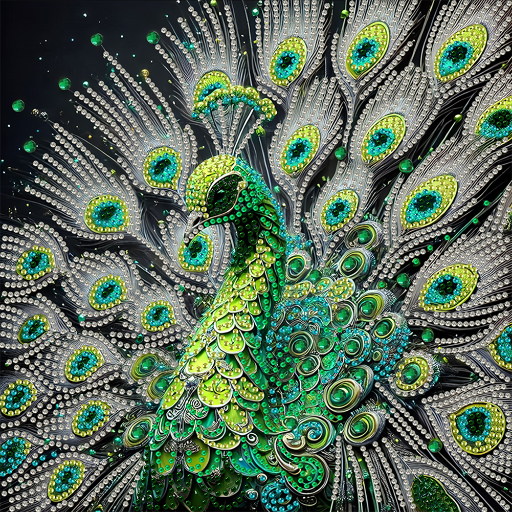 Green Peacock 30*30cm(canvas) special shaped drill diamond painting